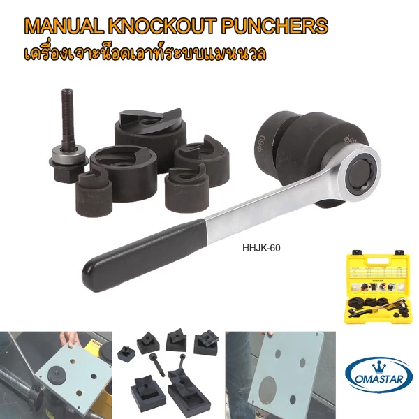 เครื่องเจาะรูตู้ไฟแบบกลไกมือหมุน OMASTAR รุ่น HHJK-60 ทนทาน ไม่ใช้ไฮดรอลิค